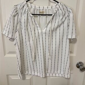 Madewell White and Black Striped Blouse size small